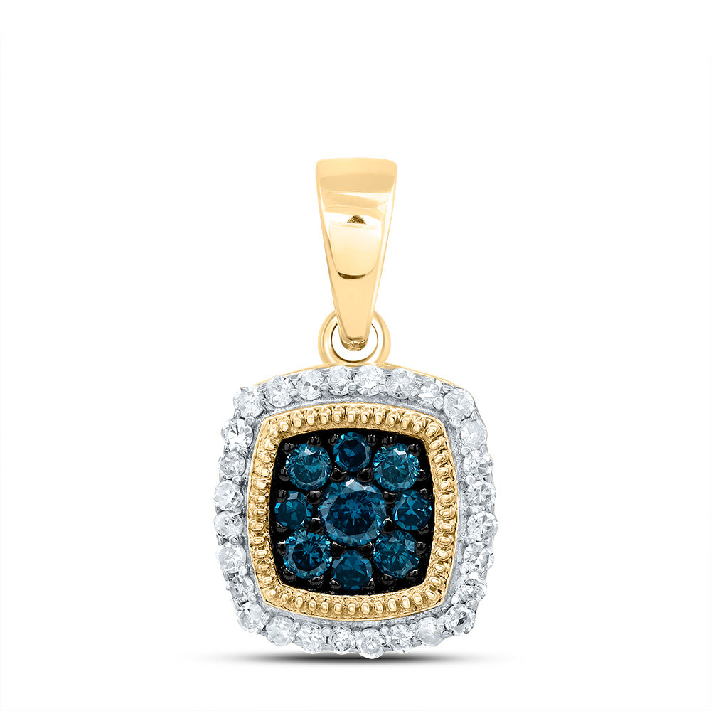 1/4CTW-DIA P1 GIFT BLUE DIAMOND CUSHION PENDANT Daisy Joyeria