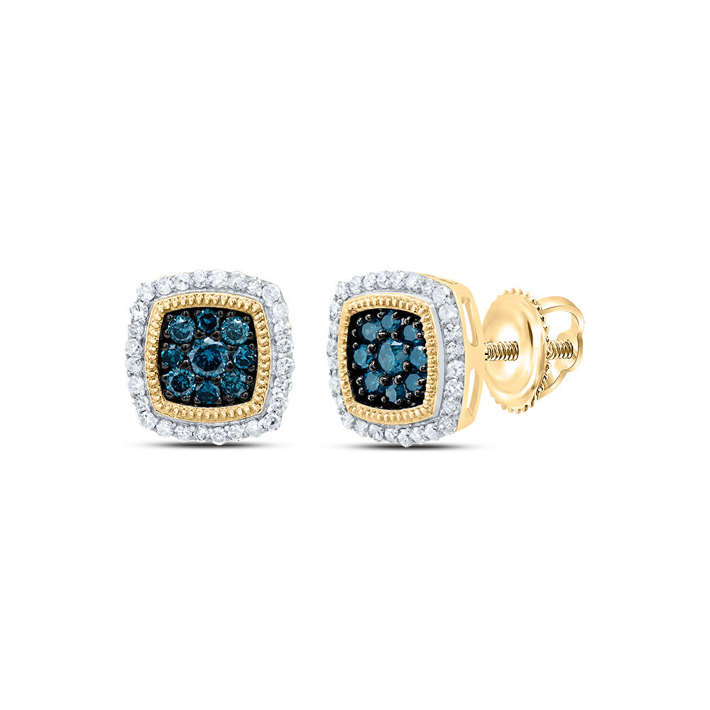 1/3CTW-DIA P1 GIFT BLUE DIAMOND CUSHION STUD EARRING Daisy Joyeria