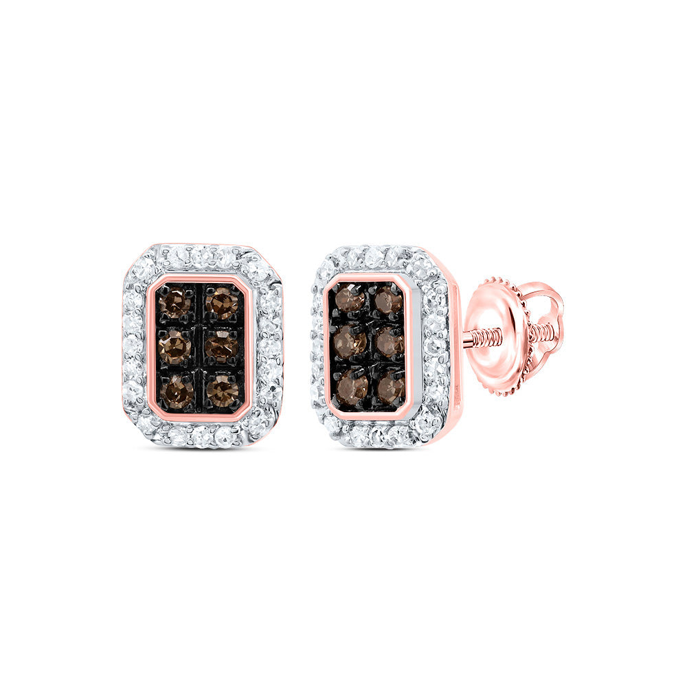 1/5CTW-DIA P1 GIFT COGNAC NATURAL EMERALD STUD EARRING Daisy Joyeria