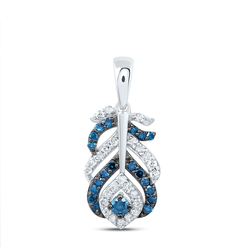 1/4CTW-DIA P1 GIFT BLUE DIA PEACOCK FEATHER PENDANT Daisy Joyeria