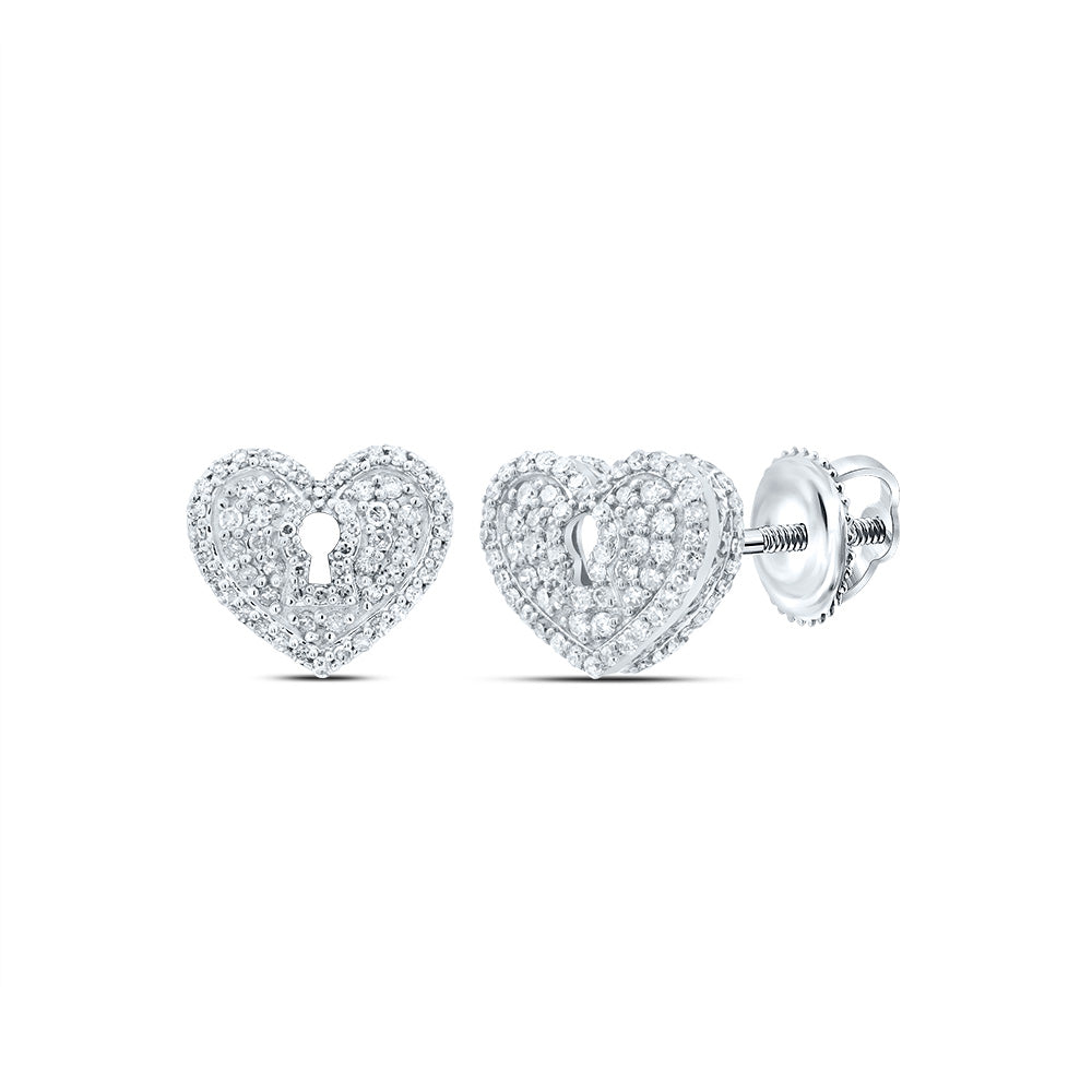 1/2CTW-NAT DIA P1 GIFT  HEART STUD EARRING Daisy Joyeria