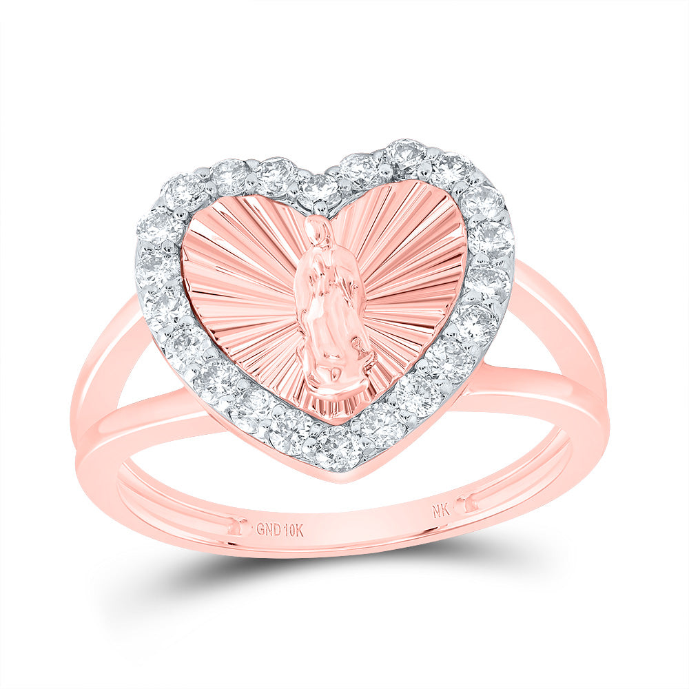 1/2CTW-NAT DIA NK VIRGIN MOTHER MARY HEART LADIES RING 7 Daisy Joyeria
