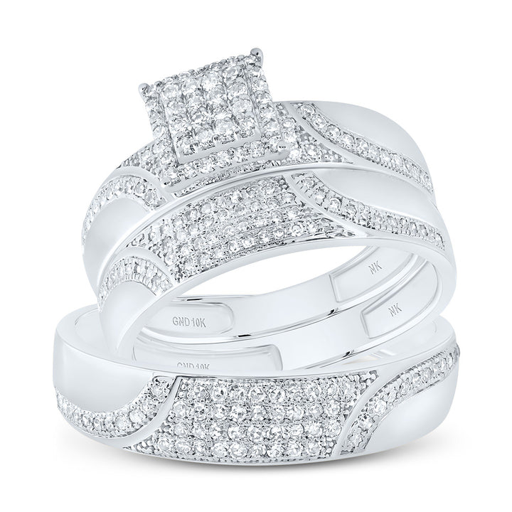 3/4CTW-DIA NK SQUARE TRIO SET 7 Daisy Joyeria