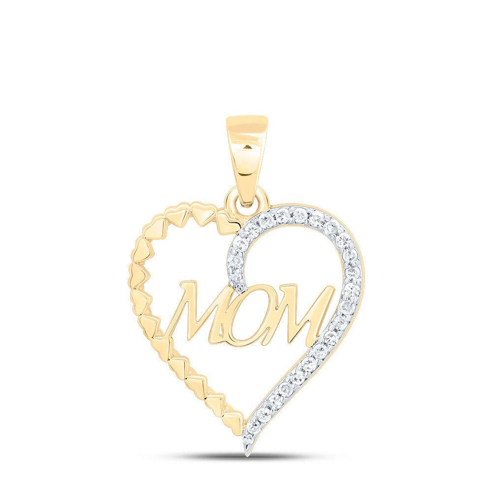 1/10CTW-NAT DIA P1 GIFT "MOM" HEART PENDANT Daisy Joyeria