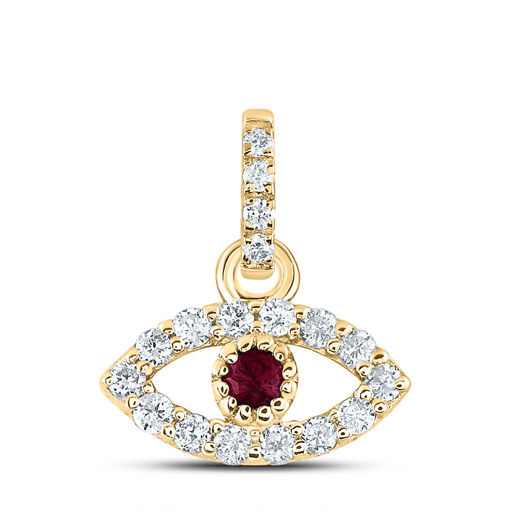 1/12CTW-NAT DIA ANA M 1.7MM RD-RUBY NAT GEM EYE PENDANT Daisy Joyeria