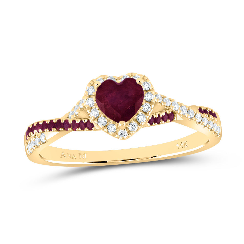 1/8CTW-NAT DIA ANA M 1/8CTW-RD-RU 4.5MM HT-RU NAT GEM SINGLE HALO BRIDAL RING Daisy Joyeria