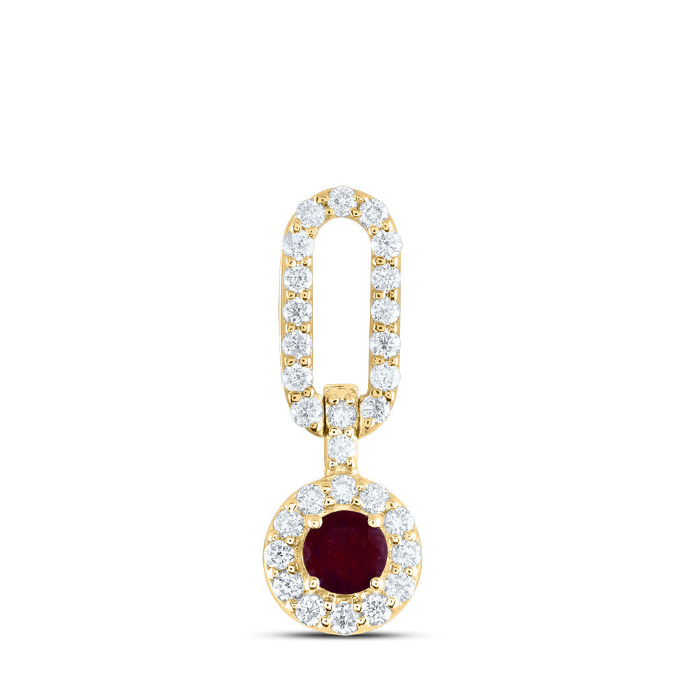 1/6CTW-DIA ANA M 1/8CTW RD-RU NAT GEM PAPER CLIP PENDANT Daisy Joyeria