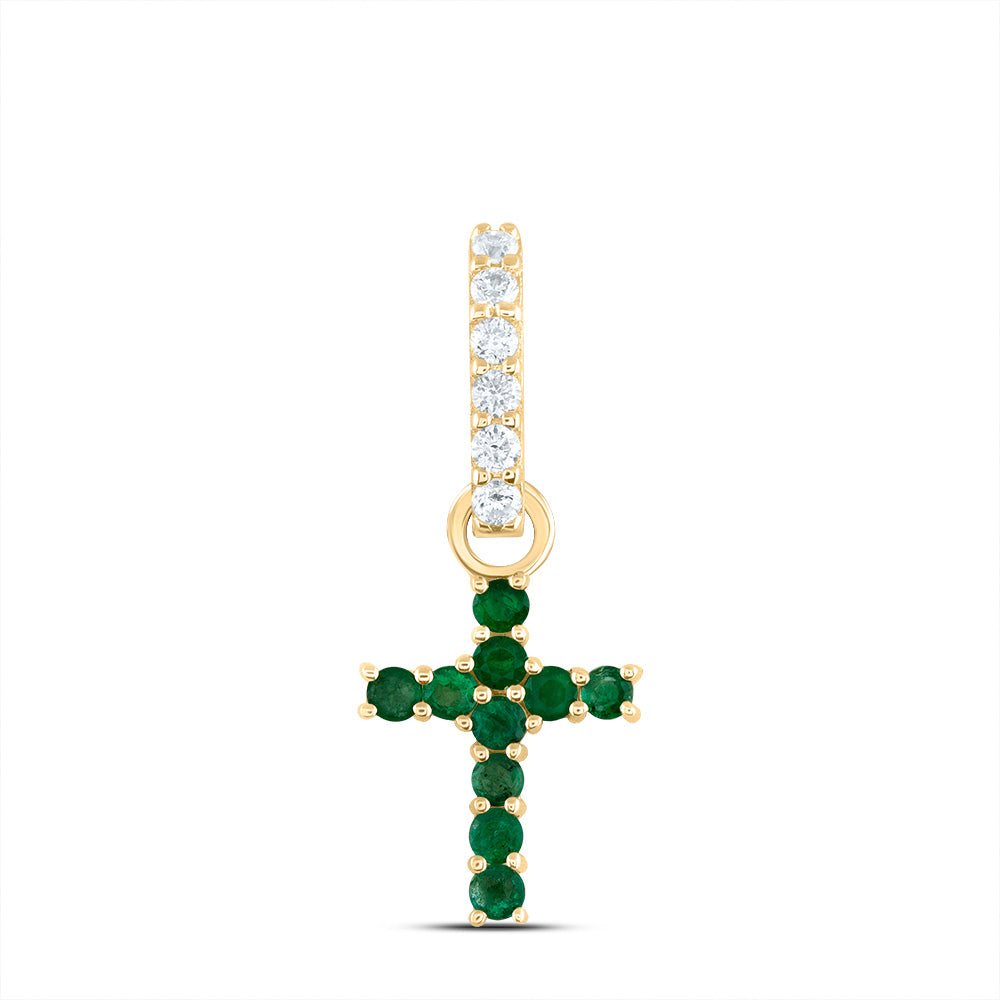 1/20CTW-DIA ANA M 1/5CTW-RD-EM NAT GEM CROSS PENDANT Daisy Joyeria