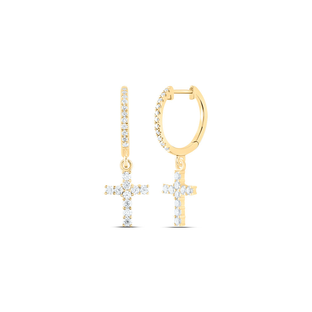 3/8CTW-DIA ANA M FASHION CROSS DANGLING EARRING Daisy Joyeria