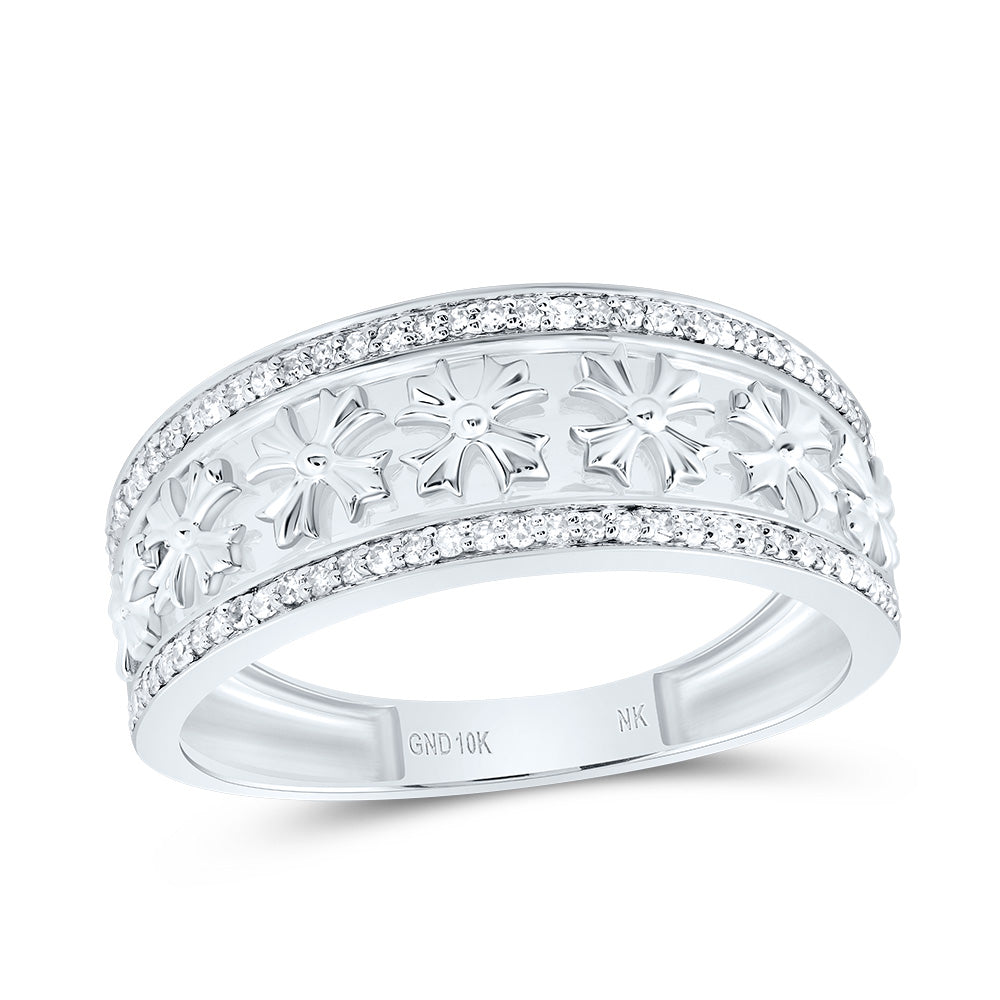1/4CTW-DIA NK CROME CROSS MENS RING 10 Daisy Joyeria