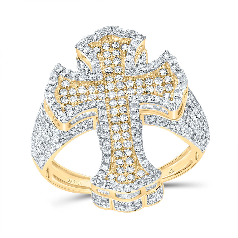 2 5/8CTW-DIA NK CROME CROSS MENS RING 10 Daisy Joyeria
