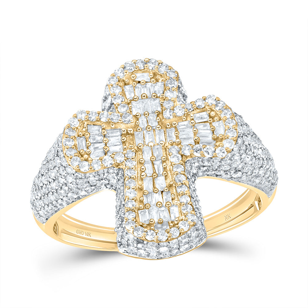 1 7/8CTW-DIA NK CROME CROSS MENS RING 10 Daisy Joyeria