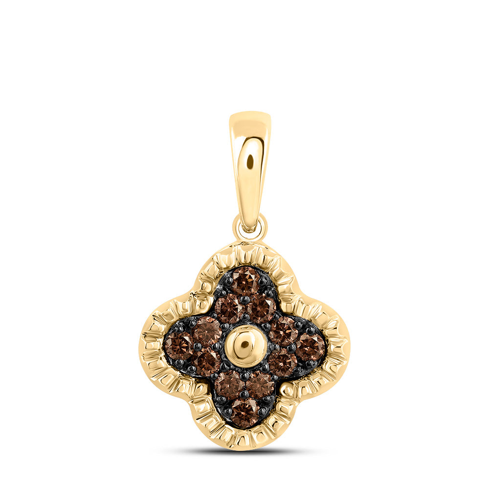 1/5CTW-DIA COGNAC NATURAL GIFT CLOVER PENDANT Daisy Joyeria