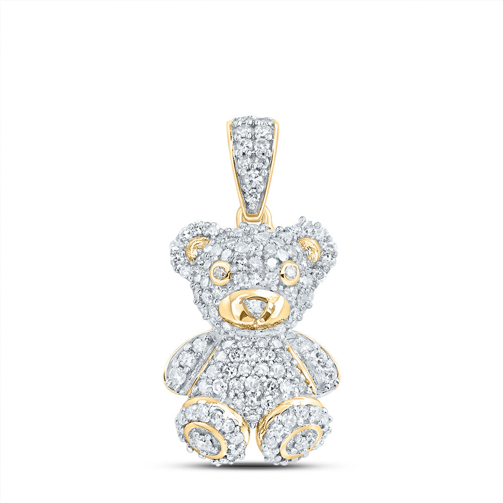 3/8CTW-DIA NK FASHION TEDDY BEAR PENDANT Daisy Joyeria