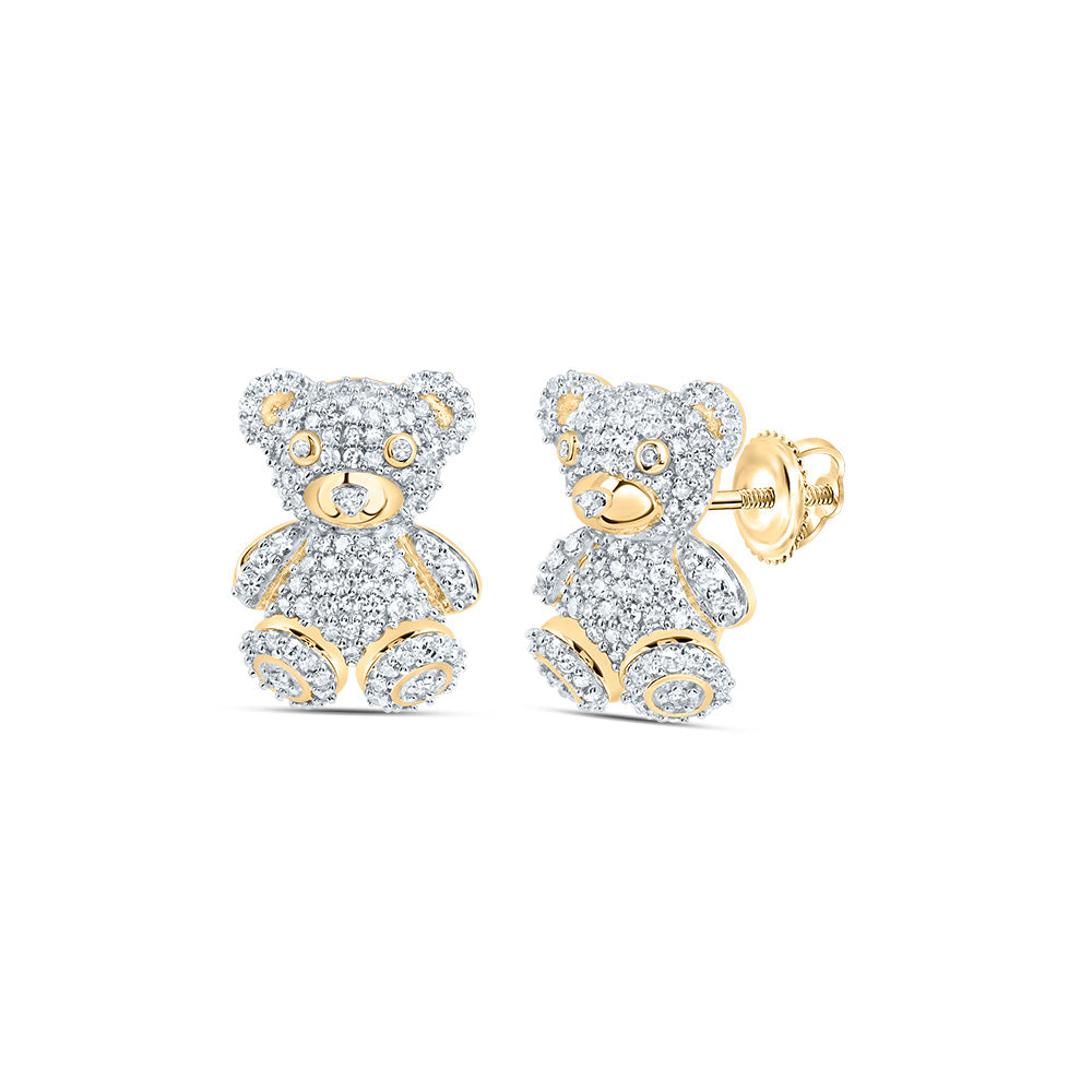 3/4CTW-DIA NK FASHION TEDDY BEAR STUD EARRING Daisy Joyeria