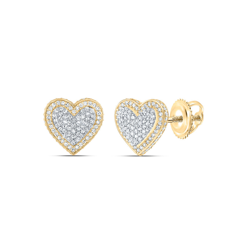 3/4CTW-NAT DIA NK FASHION HEART STUD EARRING Daisy Joyeria
