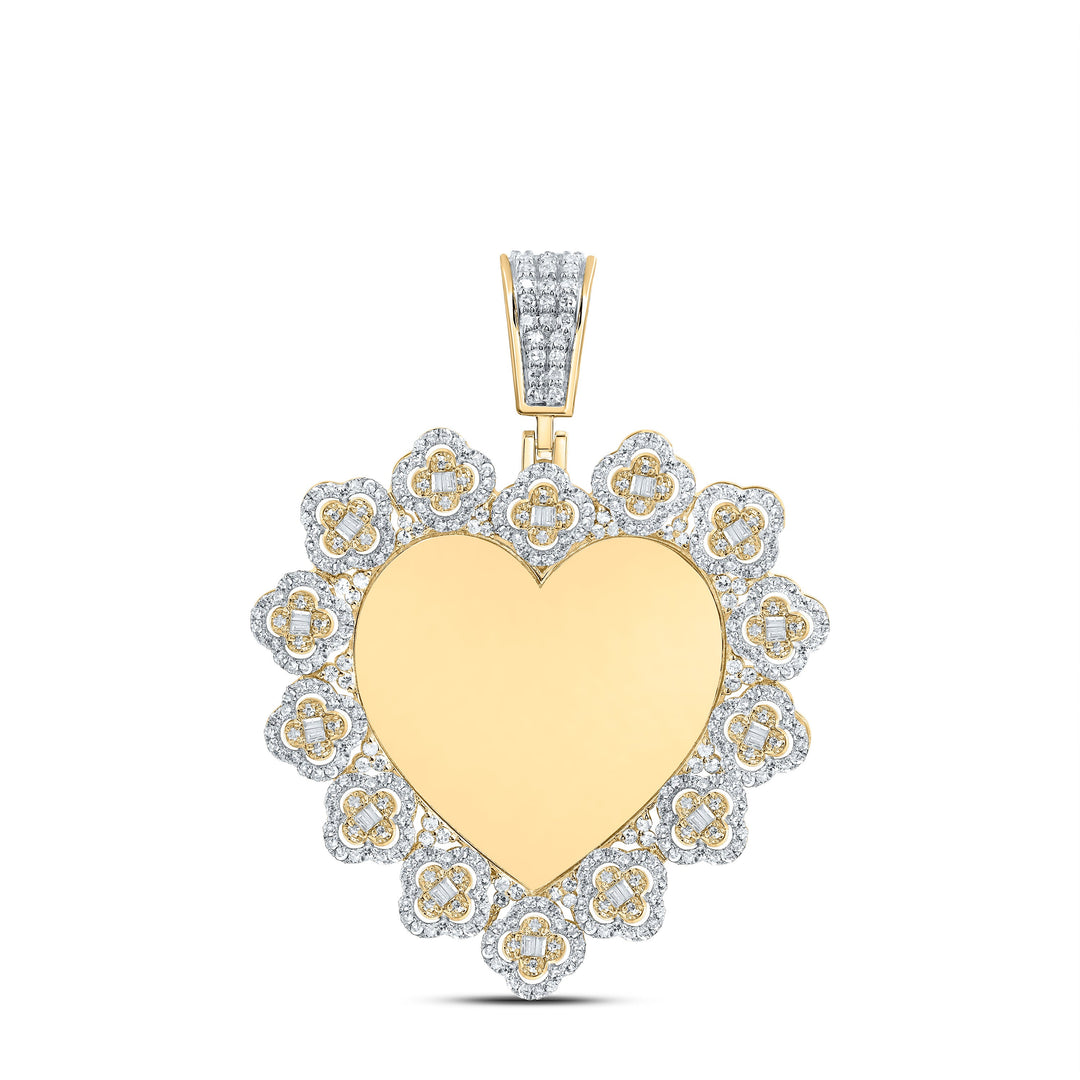 1 1/2CTW-NAT DIA NK FANUK MEMORY HEART CLOVER MENS CHARM Daisy Joyeria