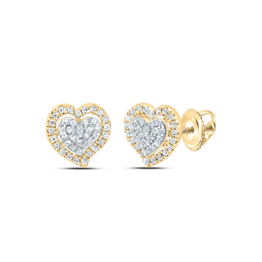 1/5CTW-NAT DIA P1 GIFT HEART STUD EARRING Daisy Joyeria