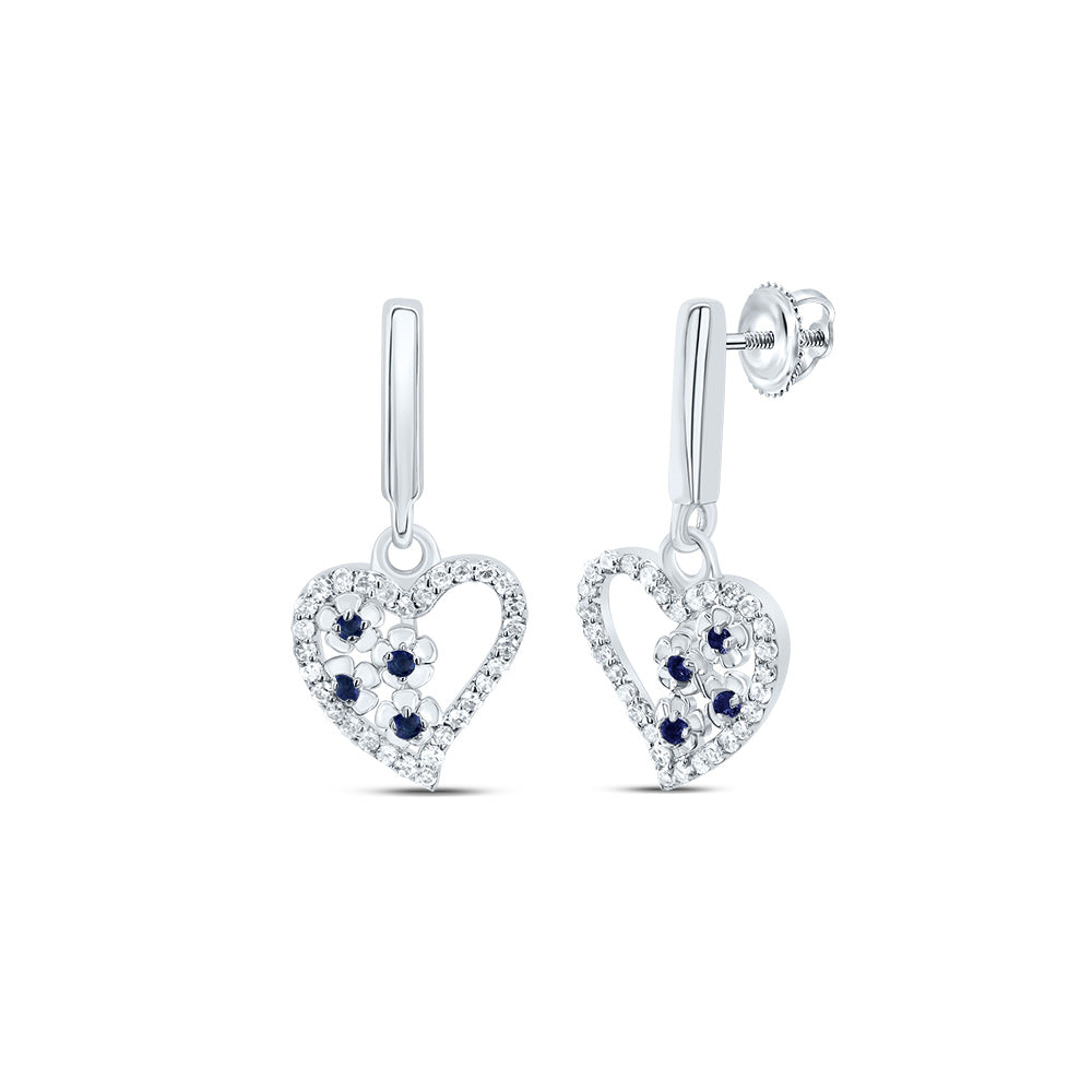 1/5CTW-NAT DIA NK 1/20CTW-RD-BS NAT GEM HEART DANGLING EARRING Daisy Joyeria