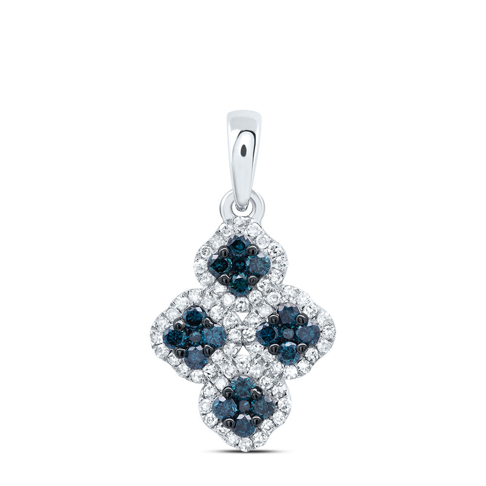 3/8CTW-DIA P1 GIFT BLUE DIAMOND CLOVER  PENDANT Daisy Joyeria