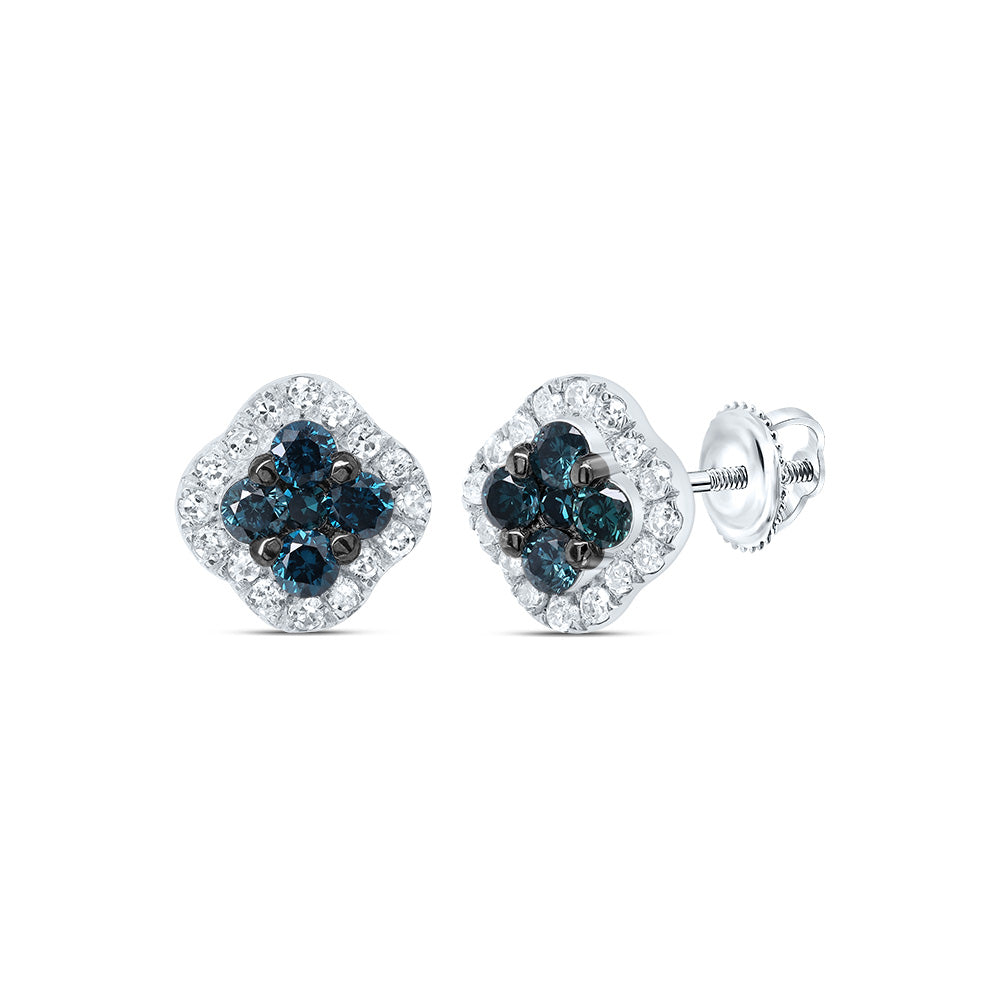 1/3CTW-DIA P1 GIFT BLUE DIAMOND CLOVER STUD EARRING Daisy Joyeria