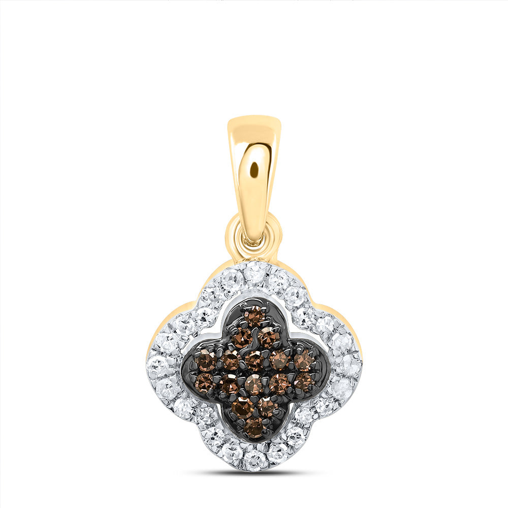 1/6CTW-DIA P1 GIFT COGNAC NATURAL DIAMOND CLOVER PENDANT Daisy Joyeria