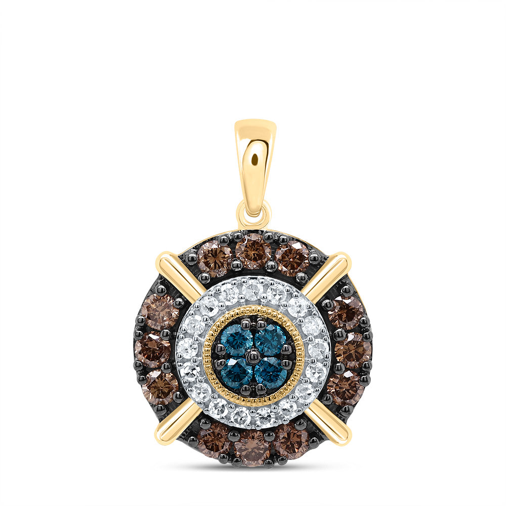 5/8CTW-DIA P1 GIFT COGNAC NATURAL, BLUE-DIA ROUND PENDANT Daisy Joyeria
