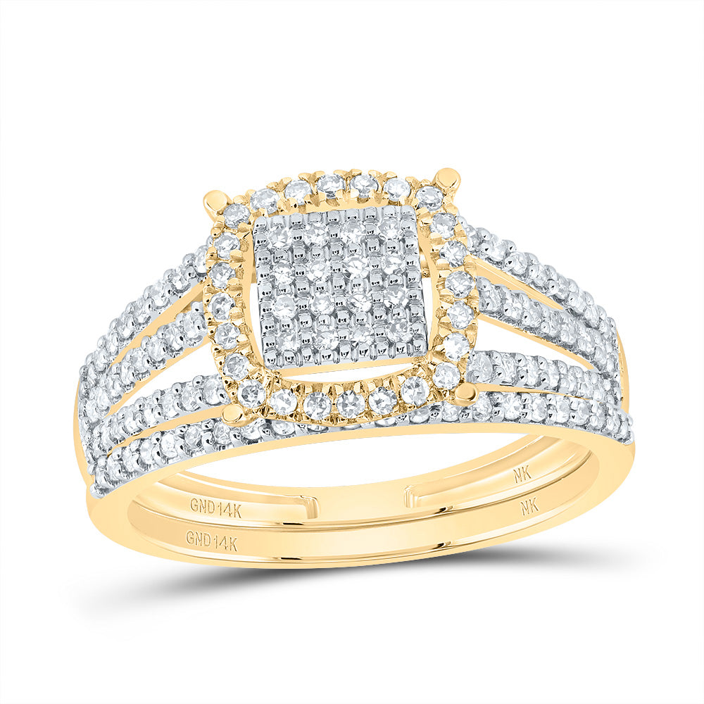 3/8CTW-NAT DIA NK FASHION CUSHION BRIDAL SET 7 Daisy Joyeria