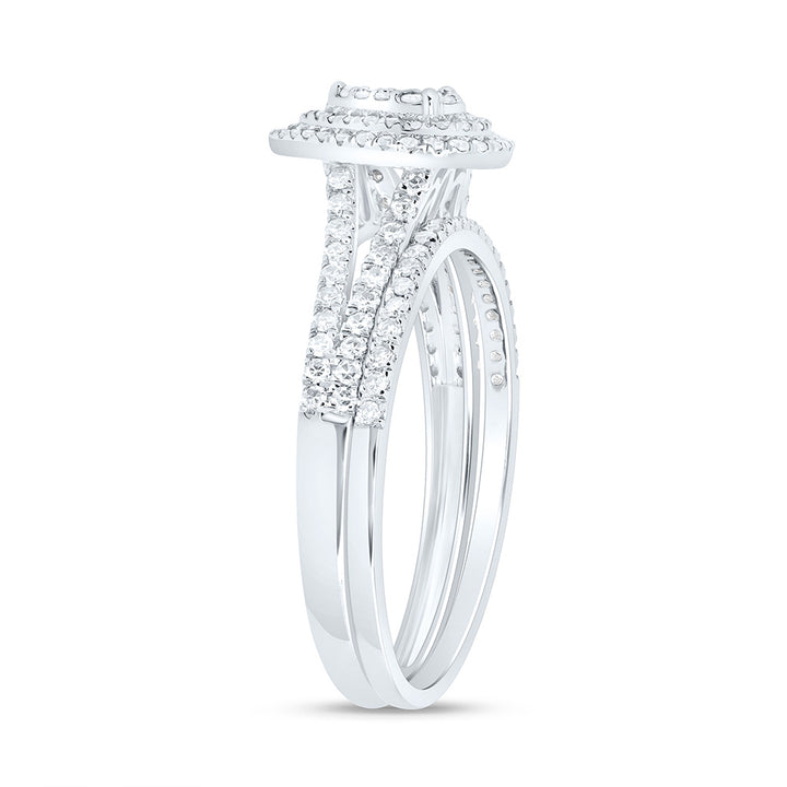 3/8CTW-NAT DIA NK PEAR DOUBLE HALO BRIDAL SET 7 Daisy Joyeria