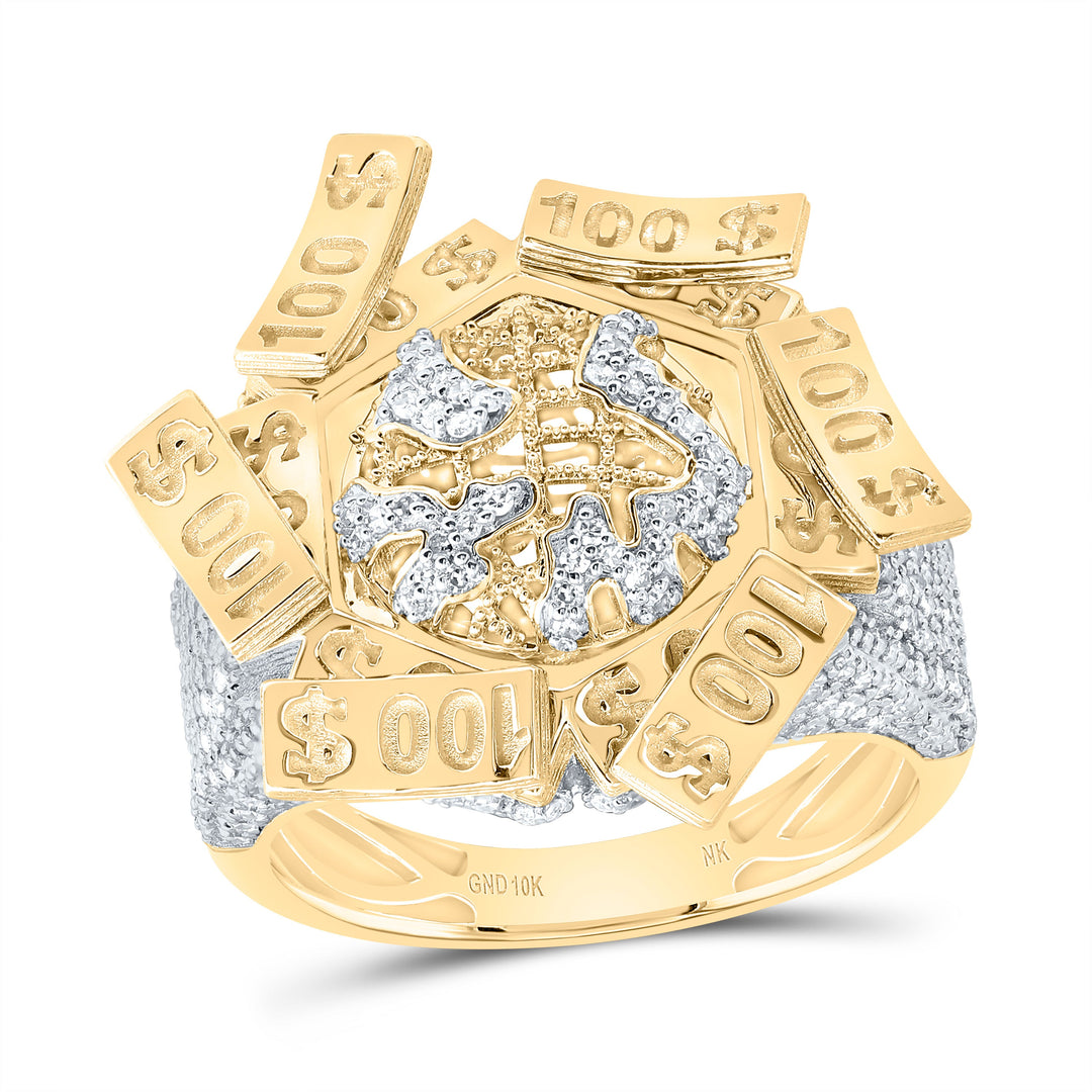 1CTW-NAT DIA NK WORLD MAP MEN'S RING 10 Daisy Joyeria