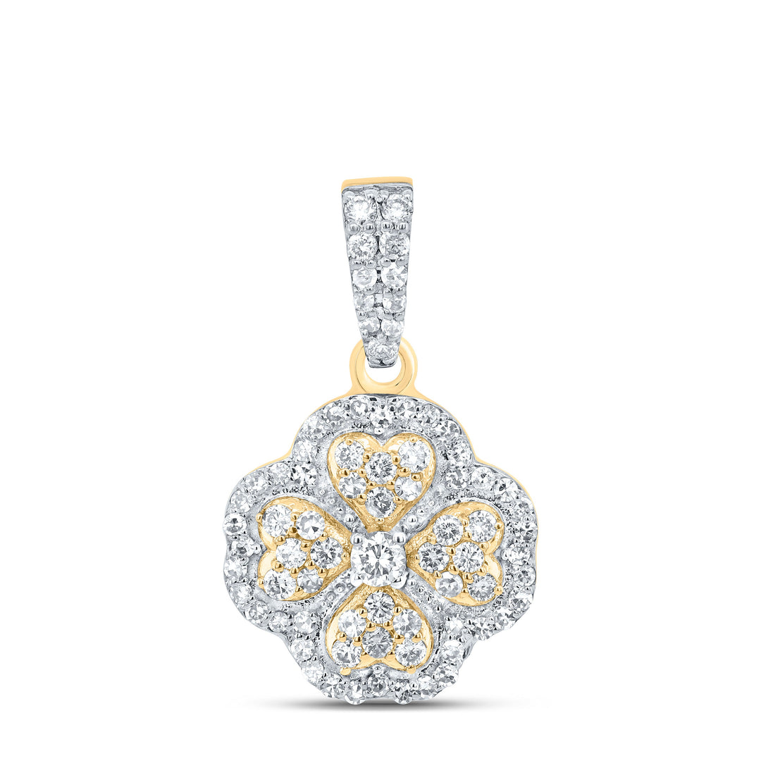 3/8CTW-NAT DIA NK FASHION CLOVER PENDANT Daisy Joyeria