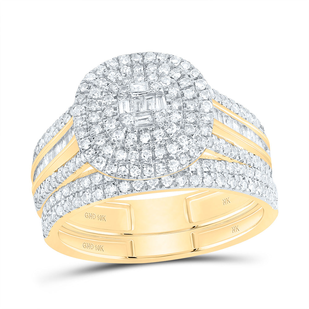 7/8CTW-DIA NK CUSHION DOUBLE HALO BRIDAL SET Daisy Joyeria