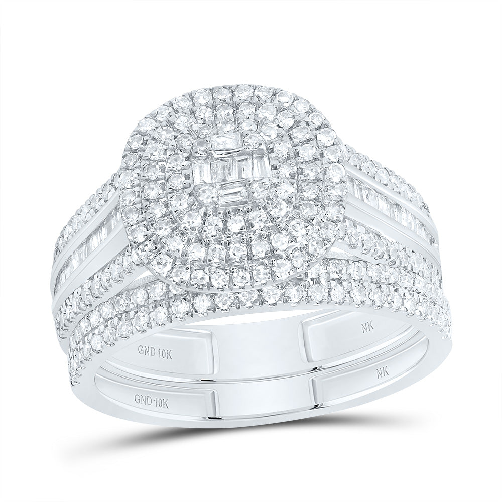 7/8CTW-DIA NK CUSHION DOUBLE HALO BRIDAL SET Daisy Joyeria