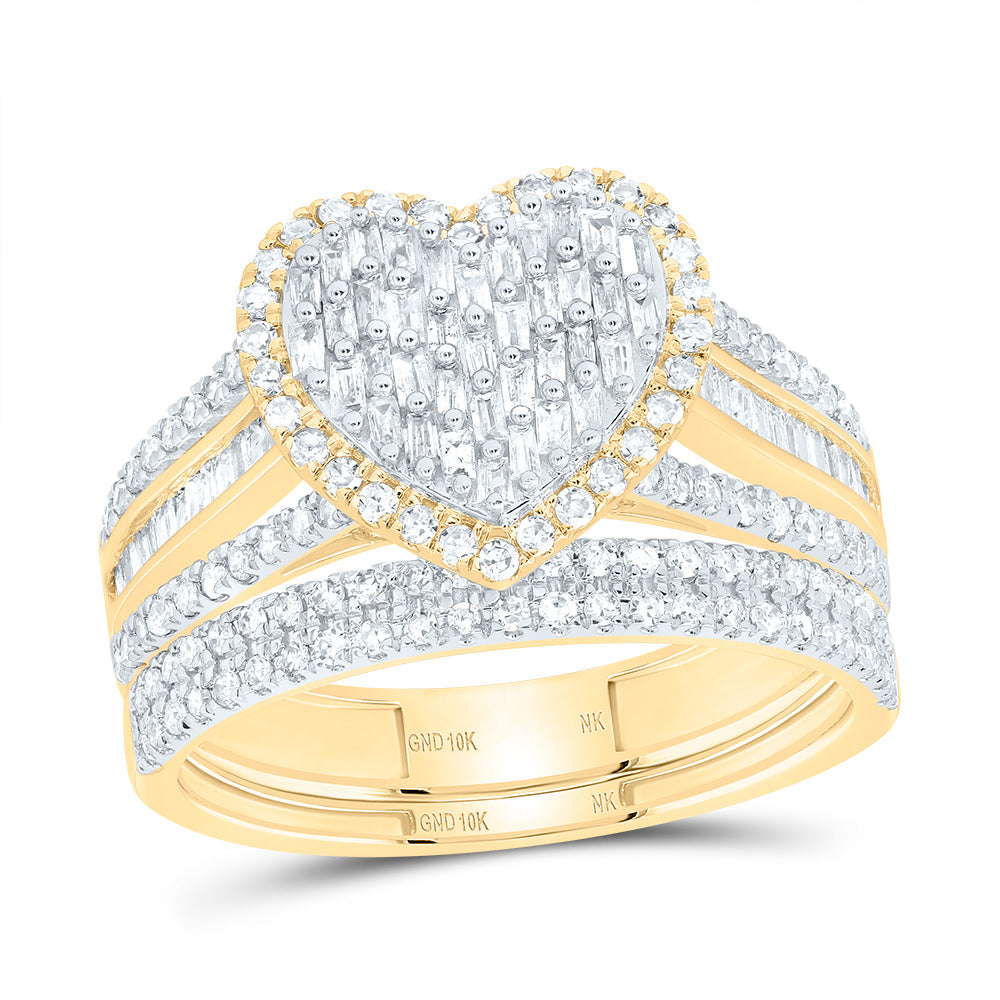 3/4CTW-NAT DIA NK FASHION HEART BRIDAL SET 7 Daisy Joyeria