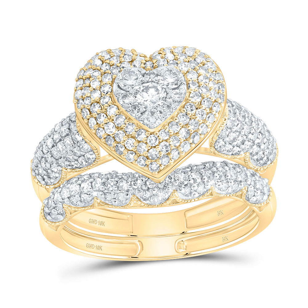 1 1/5CTW-NAT DIA NK FASHION HEART BRIDAL SET 7 Daisy Joyeria
