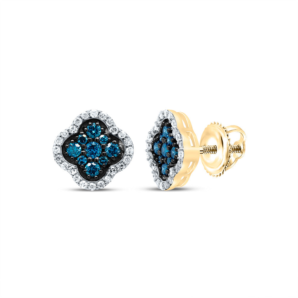 1/2CTW-DIA P1 GIFT BLUE DIAMOND CLOVER STUD EARRING Daisy Joyeria