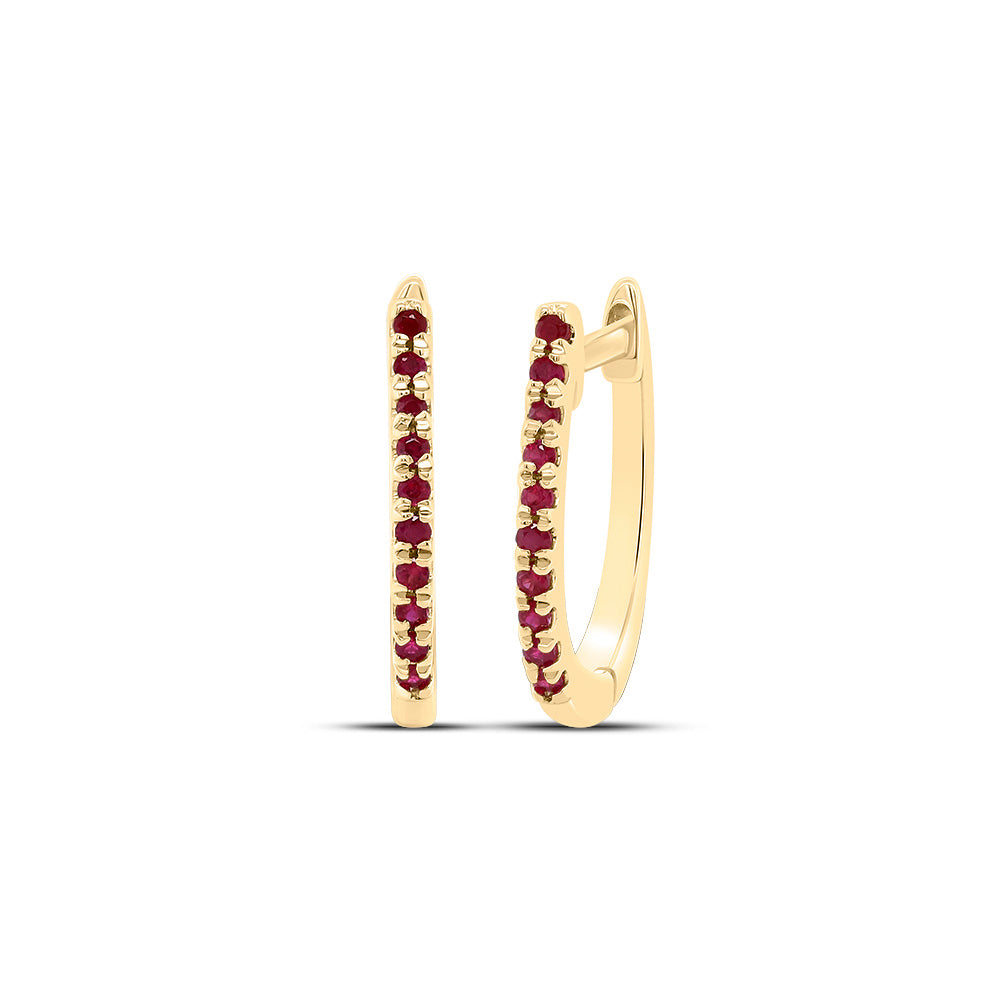 1/10CTW RUBY-RD NAT GEM FASHION HOOPS EARRING Daisy Joyeria