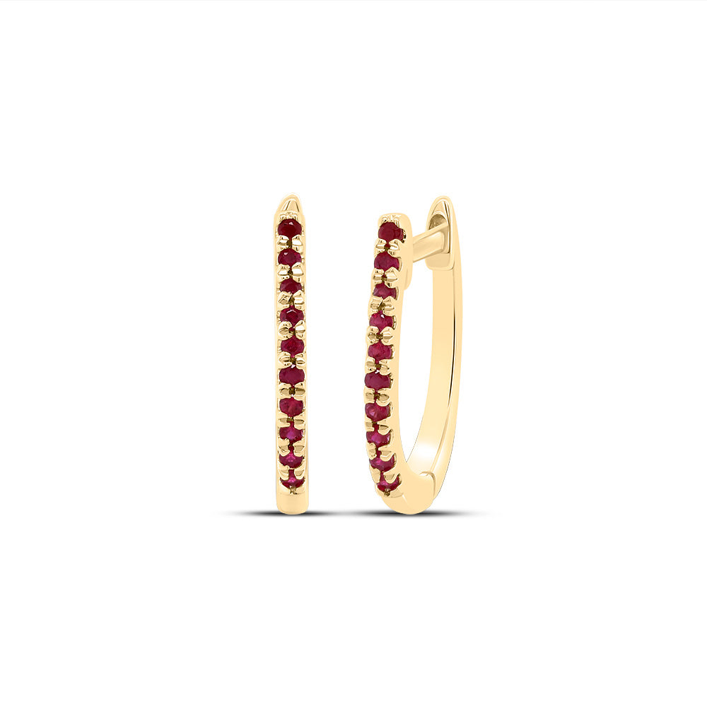 1/10CTW RUBY-RD NAT GEM FASHION HOOPS EARRING Daisy Joyeria