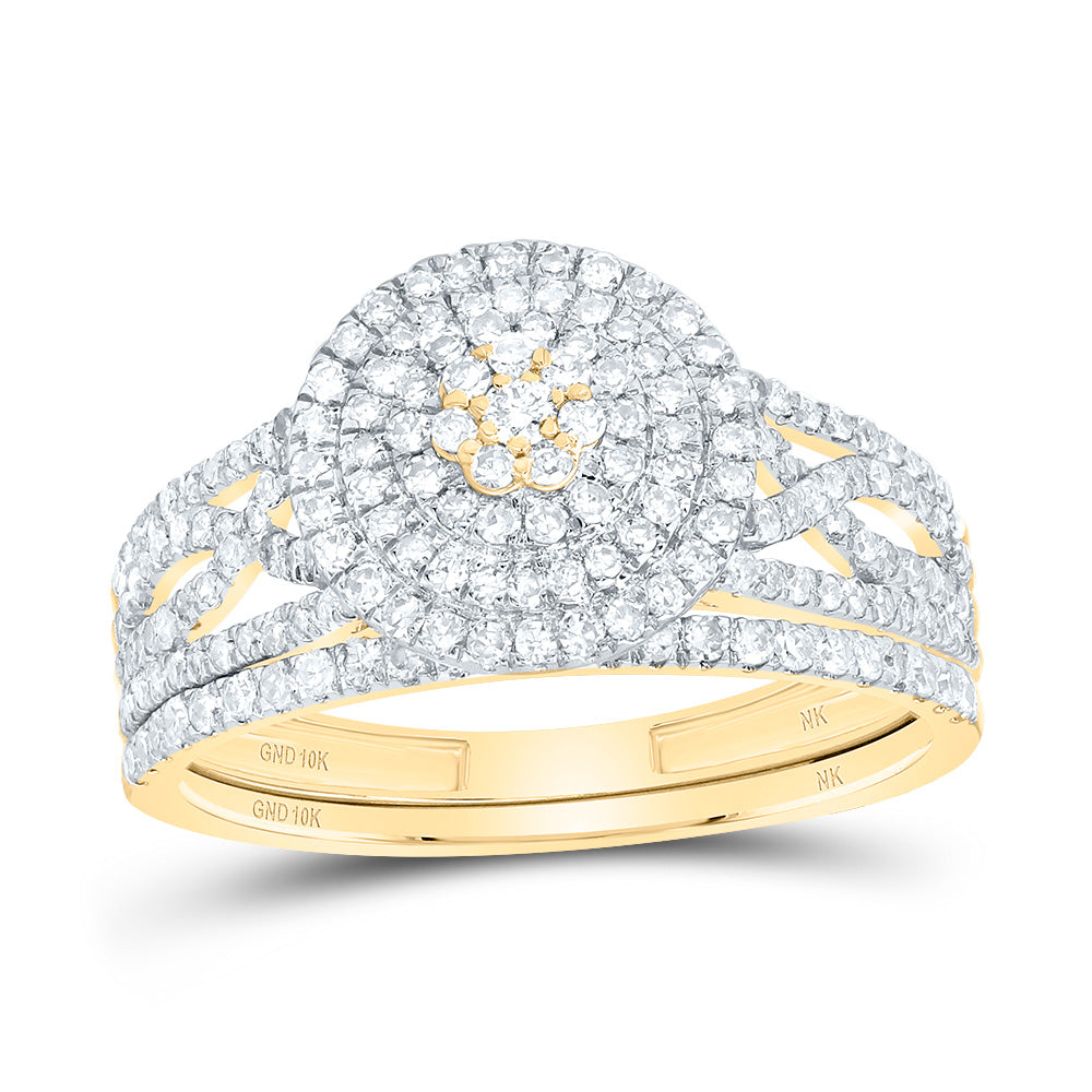 3/4CTW-DIA NK ROUND DOUBLE HALO BRIDAL SET Daisy Joyeria