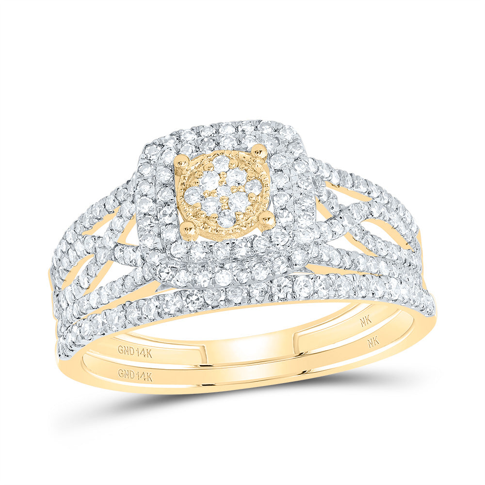 5/8CTW-DIA NK CUSHION DOUBLE HALO BRIDAL SET Daisy Joyeria