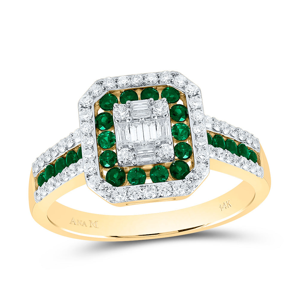 3/8CTW-DIA ANA M 3/8CTW-RD-EM NAT GEM OCTAGON RING 7 Daisy Joyeria