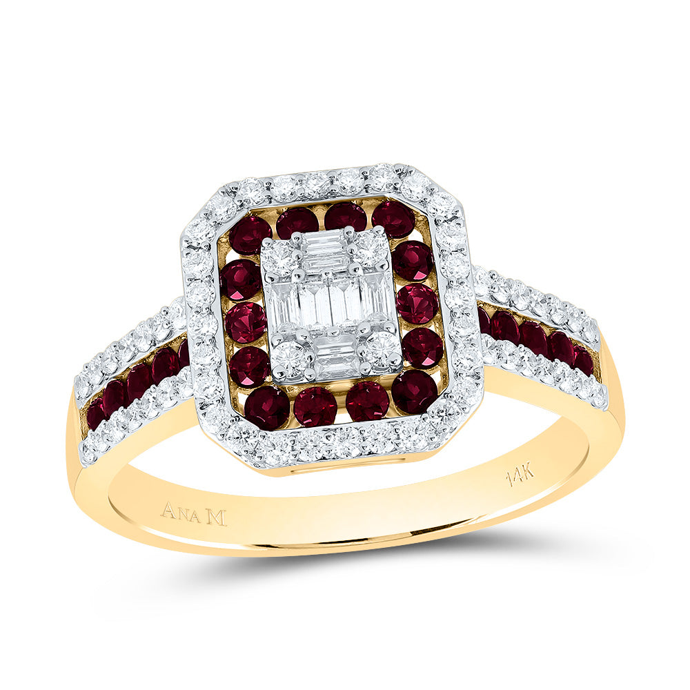 3/8CTW-DIA ANA M 3/8CTW-RD-RU NAT GEM OCTAGON RING 7 Daisy Joyeria