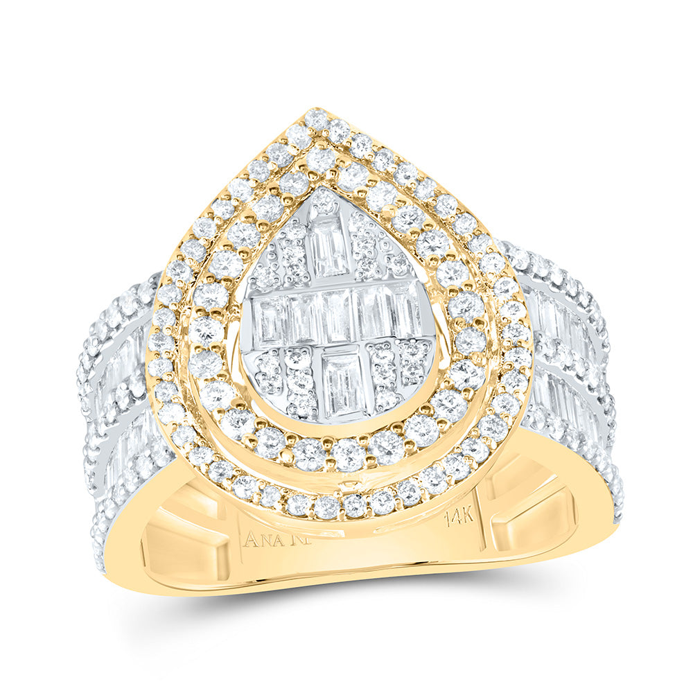 1 3/8CTW-DIA ANA M FASHION PEAR BAGUETTE BRIDAL RING 7 Daisy Joyeria