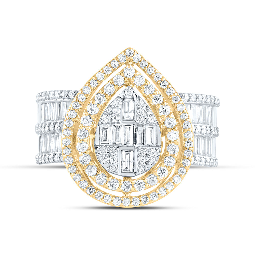 1 3/8CTW-DIA ANA M FASHION PEAR BAGUETTE BRIDAL RING 7 Daisy Joyeria