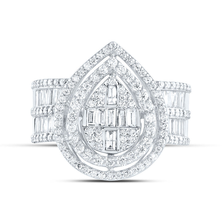 1 3/8CTW-DIA ANA M FASHION PEAR BAGUETTE BRIDAL RING 7 Daisy Joyeria