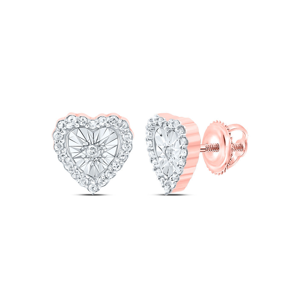 1/8CTW-NAT DIA P1 GIFT HEART STUD EARRING Daisy Joyeria
