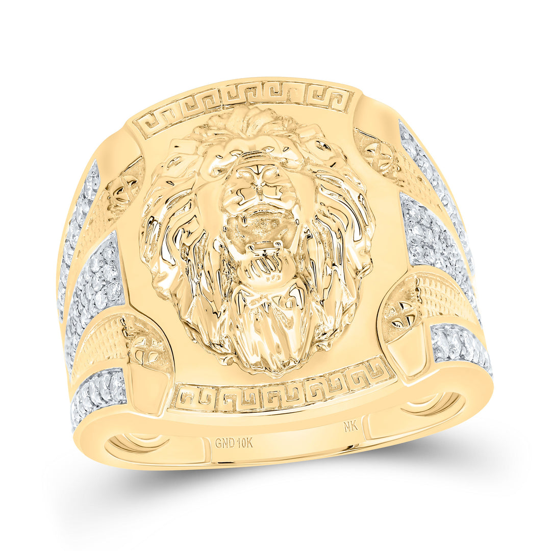 3/4CTW-DIA NK FASHION LION FACE MEN'S RING 10 Daisy Joyeria