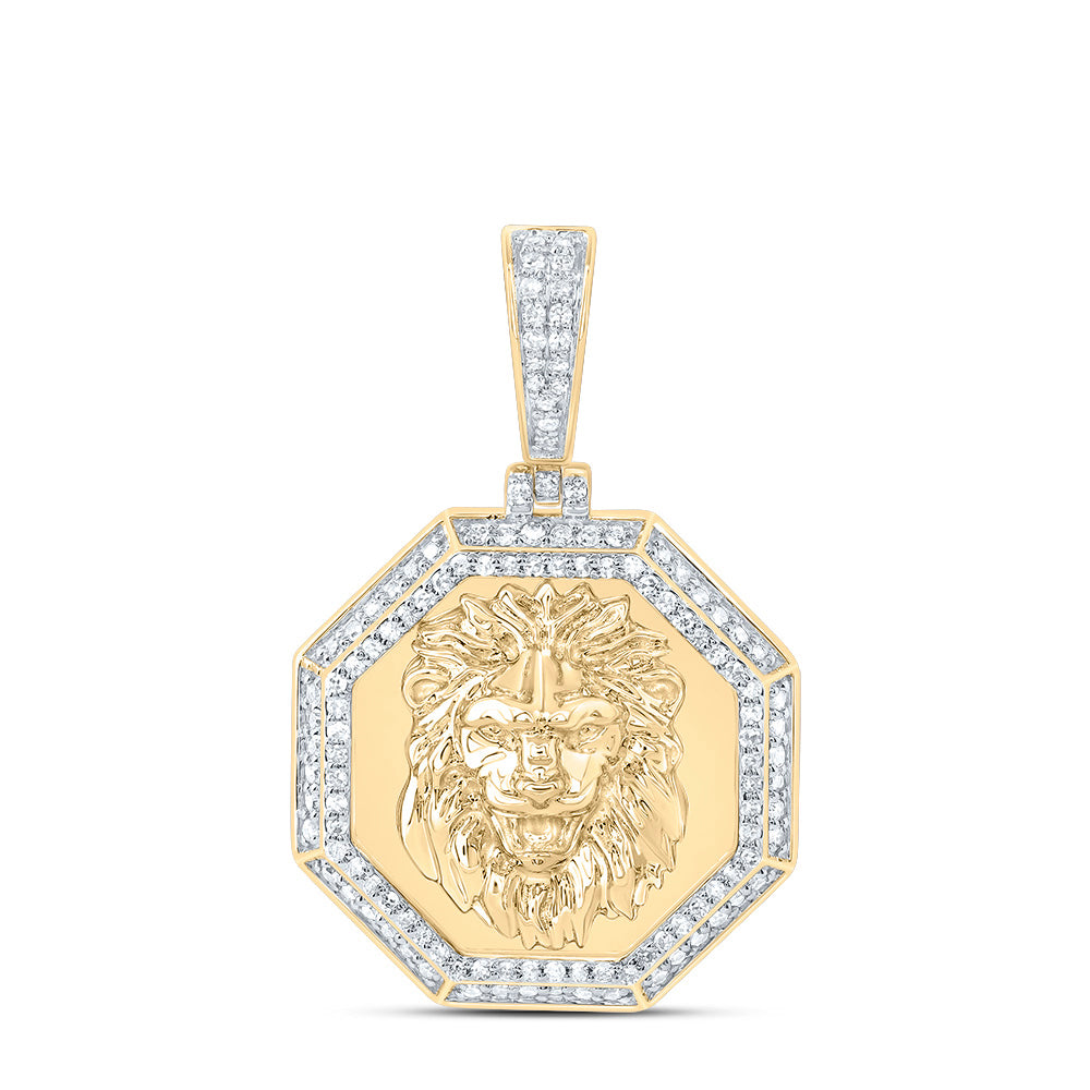 3/8CTW-DIA NK FASHION LION FACE  OCTAGON MEN'S CHARM Daisy Joyeria