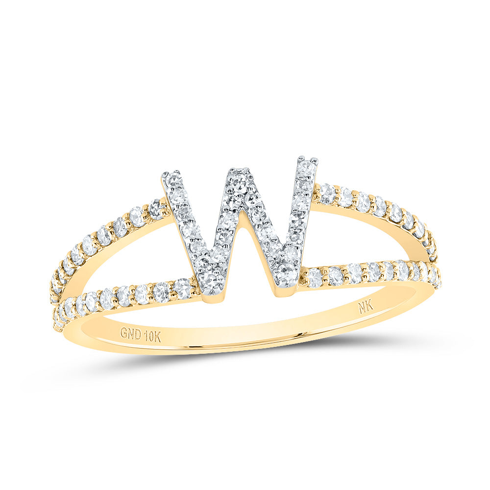 1/4CTW-DIA NK GIFT INITIAL "W" LADIES RING 7 Daisy Joyeria