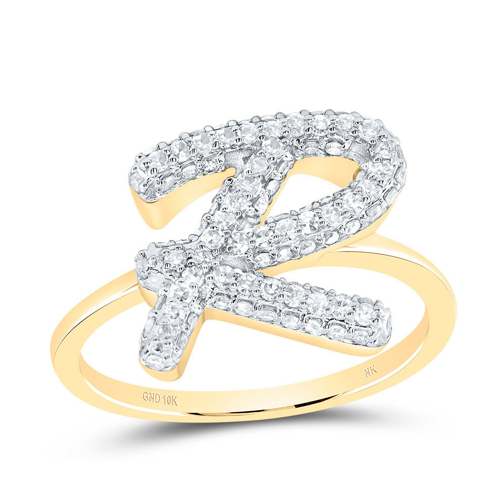 1/2CTW-DIA NK FASHION INITIAL "R"  RING 7 Daisy Joyeria